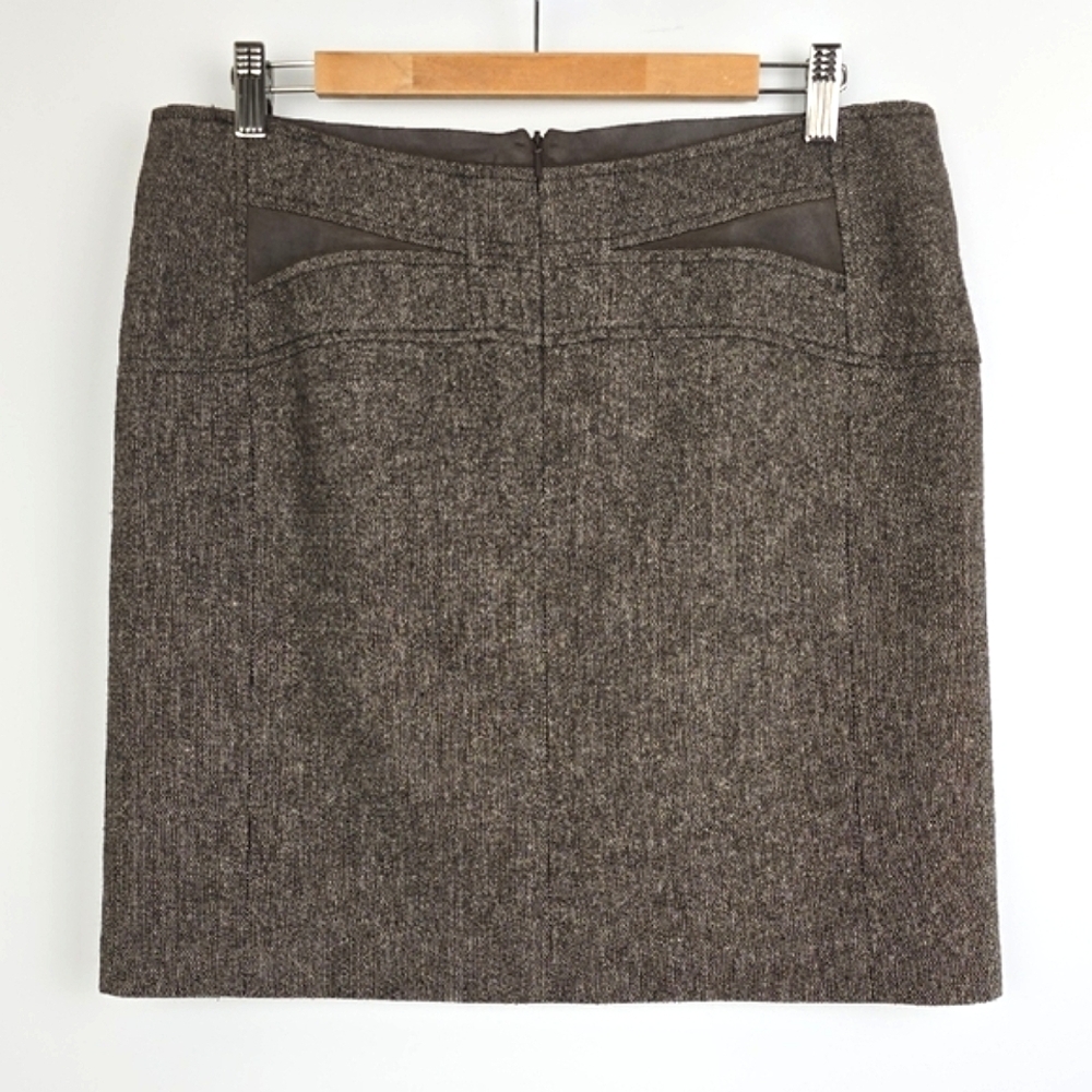 Dalia Collection Women's Brown Tweed Skirt Wool Blend Line Back Zip Size 12 - Picture 1 of 12
